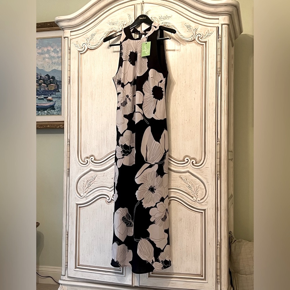 Nordstrom Black and Cream Floral Maxi Dress